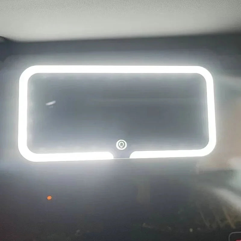 LED Light Mode Stepless Dimming Sun Visor Vanity Mirror Rechargeable Touch Sensor Vanity Mirror Convenient Car Vanity Mirror